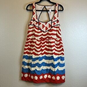 VTG Anthropologie Dress We Love Vera S Striped Pinup Nautical July Americana USA